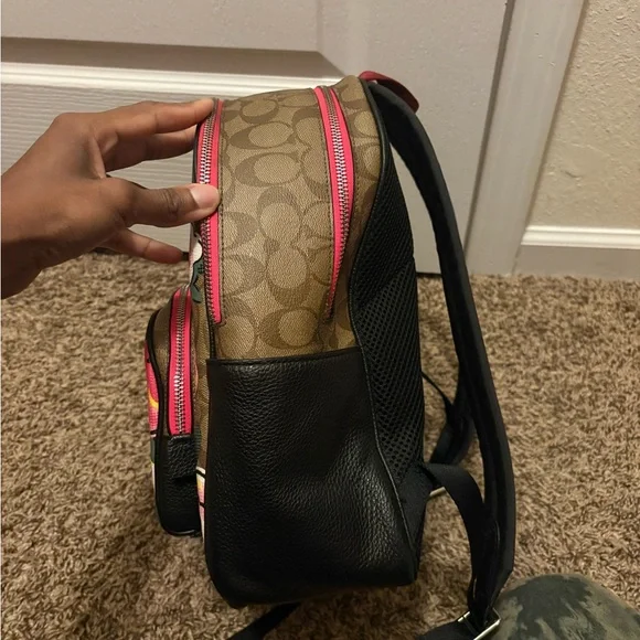 Coach Floral Print Signature Backpack & Wristlet - Brown/Pink - Picture 9 of 16